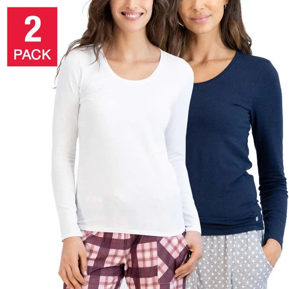 NWT Lucky Brand Women Long Sleeve 2 Pack Lounge Crew Neck Tops Size XL $50 2D206
